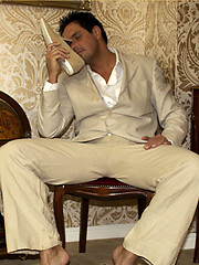 Horny Marcello sniffs his new suede shoes and shoots his load deep inside them by With Marcello image #6