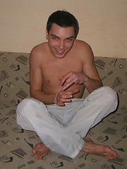 He peels off his sweet blue undies to reveal a great uncut cock. by EU Twinks image #5