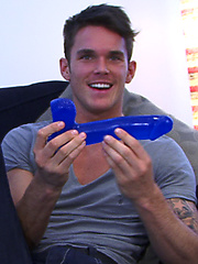 Straight Young Footballer Jay Hall Slides Up and Down on the Massive Blue Dildo by English Lads image #6