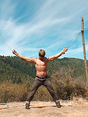Straight stud Logan Vaughn is captured in the deep woods and edged for days. by Men On Edge image #7