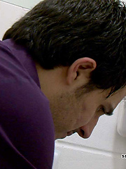 The pervy cameraman at Sneakypeek catches a hunky workman coming into the bus station toilet to have a crap. by Sneaky Peek image #5