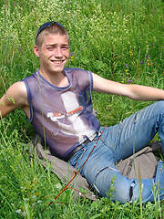 Hubert plays with his cock outdoors by Teens and Twinks image #6