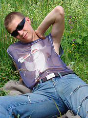 Hubert plays with his cock outdoors by Teens and Twinks image #6
