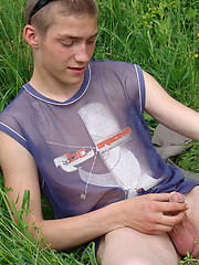 Hubert plays with his cock outdoors by Teens and Twinks image #6