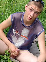 Hubert plays with his cock outdoors by Teens and Twinks image #6