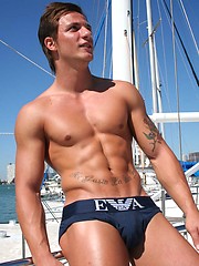 Two Naked Muscle Hunks Jerking Off On The Boat by ManAvenue image #6