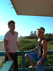 Naked studs swap cum on the beach by Out In Public image #9