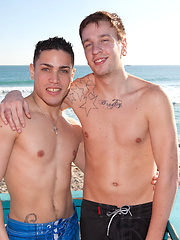 Naked studs swap cum on the beach by Out In Public image #9