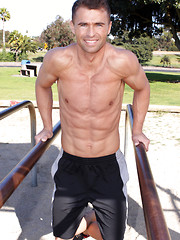 Hot athlete Gustav shows his beautiful sixpack, workout outdoors and then strokes his cock by SeanCody image #7