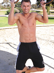 Hot athlete Gustav shows his beautiful sixpack, workout outdoors and then strokes his cock by SeanCody image #7