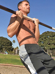Hot athlete Gustav shows his beautiful sixpack, workout outdoors and then strokes his cock by SeanCody image #7