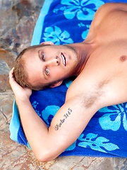 Cute hunk Grant Fisher posing naked by the pool by Randy Blue image #5