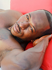Hot ebony athlete Justin naked outdoors by BlackNHung image #8
