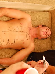 Angelo's stupid drunk ass passed out on the sofa last weekend. So of course the boys piled onto him wanting a piece of that ass. by Fraternity X image #10