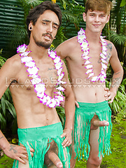Jerkin' Best Bros: Fat Dick Jeffrey & Hapa Hawaiian Dad Akamai Work, Pee x2, and Shoot Loads Together in Hawaii! by Island Studs image #7