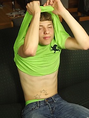 Smooth twink Levi Lee tugs on his hard cock. by BF Collection image #7