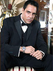Marcello takes off his black suit and fills a condom with warm cum for one lucky fan by With Marcello image #7