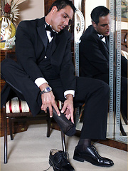 Marcello takes off his black suit and fills a condom with warm cum for one lucky fan by With Marcello image #7