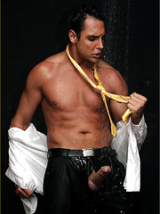 Soaking wet suit and yellow tie slowly stripped off of Marcello\'s hunky body by With Marcello image #7