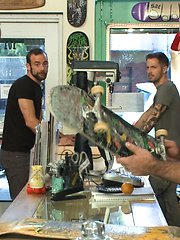 Horny crowd jumps on a ripped stud in a skate shop by Bound in Public image #18