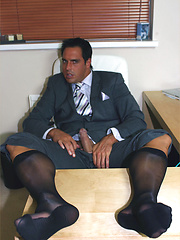 Feeling horny in his brand new fitted suit, Marcello tries out a fleshlight by With Marcello image #11