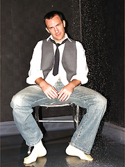 Gay hunk gets too horny and showers in his suit and socks, then pulls his hard cock by With Marcello image #7