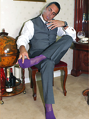 Marcello winds down by smoking a big cigar and taking off his leather shoes, before cumming inside a brandy glass by With Marcello image #9