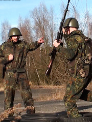Boy gets punished by two soldiers by Gay WarGames image #11