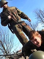 Boy gets punished by two soldiers by Gay WarGames image #11