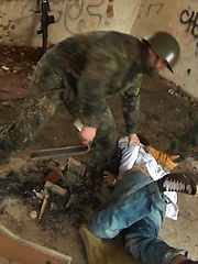 Boy gets punished by two soldiers by Gay WarGames image #11