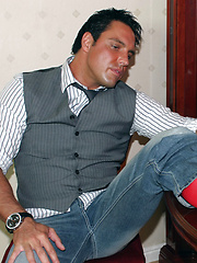 Hunky Marcello has bought a new pack of silky socks, he sniffs one pair as he shoots his load on another by With Marcello image #11