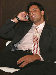 Italian Stallion Marcello has phone sex with a client and spunks all over his firm chest by With Marcello image #9