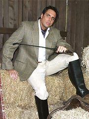 Marcello dressed in full riding suit masturbating in the stables by With Marcello image #9