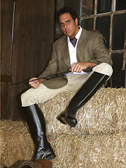 Marcello dressed in full riding suit masturbating in the stables by With Marcello image #9