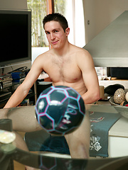 Hairy Young Footballer Miles Gregory Plays with his Football & Flops his Big Cock Around by English Lads image #8