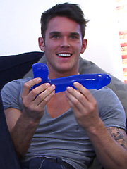 Straight Young Footballer Jay Hall Slides Up & Down on the Massive Blue Dildo by English Lads image #8