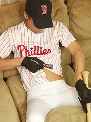 Athletic stud London Sawyer jerks off after baseball game. by BF Collection image #7