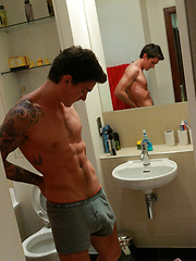 Straight Muay Thai Fighter Harvey Shows off His Thick Uncut Cock & Special Tattooed Hole! by English Lads image #7