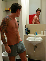 Straight Muay Thai Fighter Harvey Shows off His Thick Uncut Cock & Special Tattooed Hole! by English Lads image #7