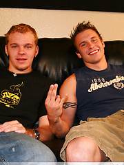 Amateur gays with huge pricks Denny and Jake jack off on a couch by Nextdoor Buddies image #10