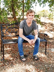 Kinky muscle man Arad Winwin fucking his skinny buddy Cody Blake on a bench in the park by Next Door Twink image #9