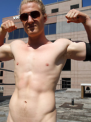 Australian lad Shane Phillips strips on a roof by Bentley Race image #7