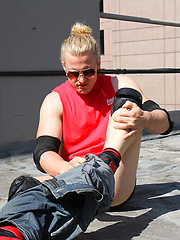 Australian lad Shane Phillips strips on a roof by Bentley Race image #7