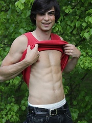 Ripped college boy Joseph masturbating outdoors. by BF Collection image #10