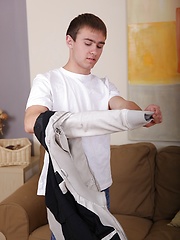 Parker slowly strips and then strokes his thick uncut cock. by BF Collection image #7