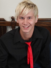 Cute blond boy Coby jerks off wearing only his red necktie! by BF Collection image #7