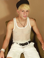 Blond twink Angel Villanueva tugs on his thick cock. by BF Collection image #8