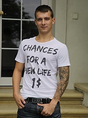 Tattooed Peter Kone masturbates on the front porch. by BF Collection image #9