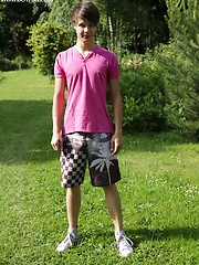 Cute boy Desmond Hall busts a nut in the backyard. by BF Collection image #7