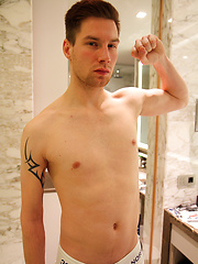 Hung German Max Leider bathing his super fat cock by Bentley Race image #7